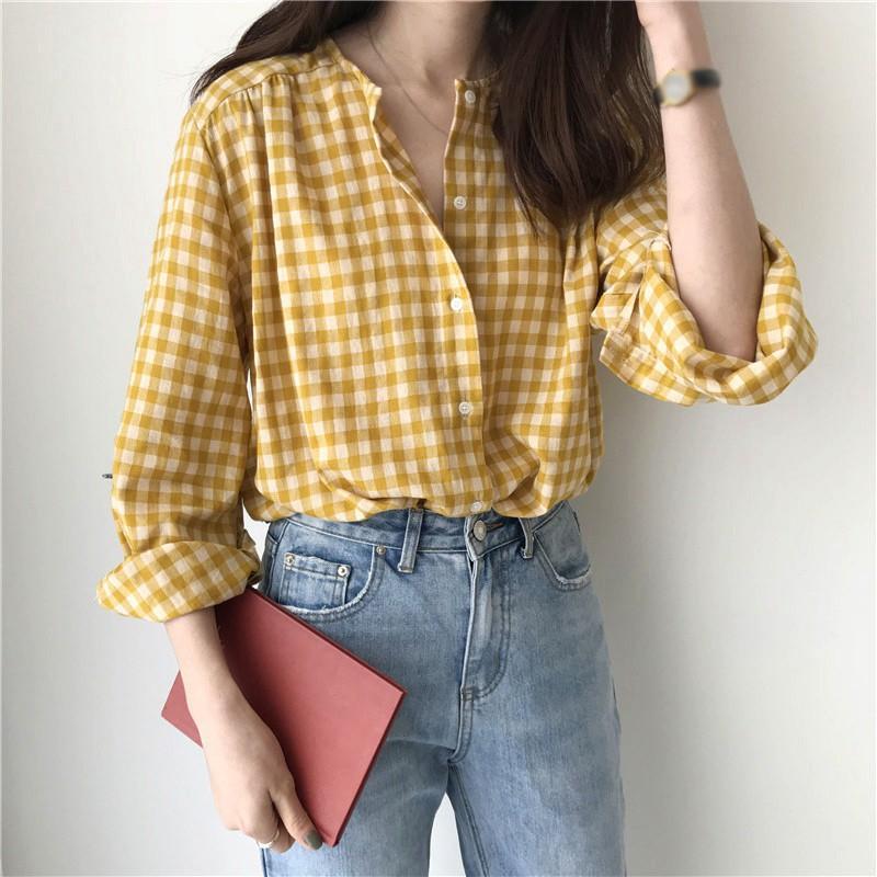 yellow gingham blouse