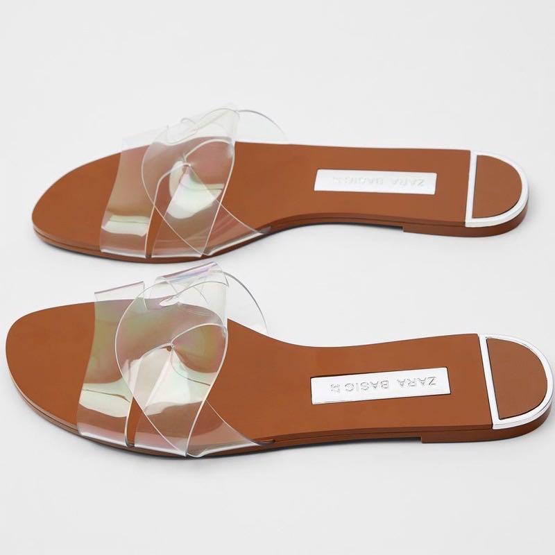 Zara clear vinyl sandals, Women's 