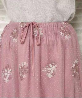 日系刺繡花朵透明蕾絲紗裙 Japan flowers embroidery embroidered lace skirt
