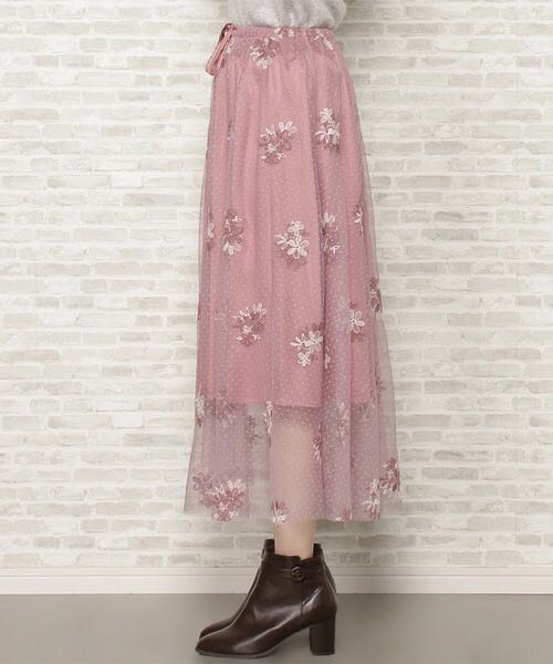 日系刺繡花朵透明蕾絲紗裙 Japan flowers embroidery embroidered lace skirt