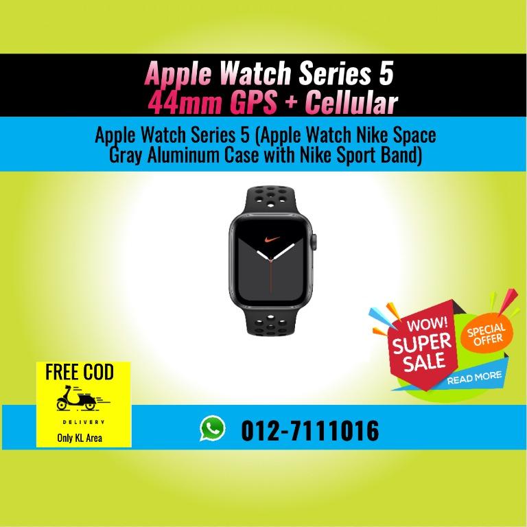 Apple Watch Nike Series 5 Gps Cellular 44mm Space Gray Aluminum Case With Anthracite Black Nike Sport Band Men S Fashion Watches On Carousell