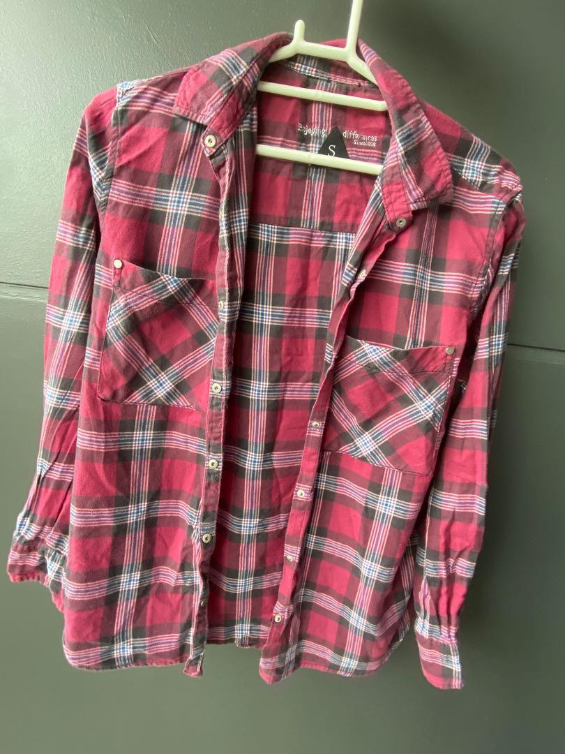 Bershka red flannel, Women's Fashion, Coats, Jackets and Outerwear on ...
