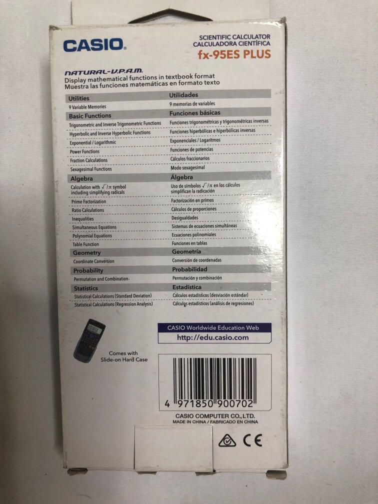 Casio scientific calculator fx 95ES plus, Computers & Tech, Office ...