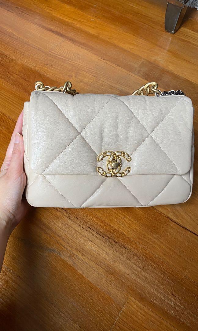 Chanel 19 sales bag light beige