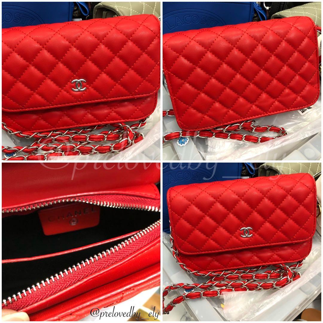 chanel red sling bag