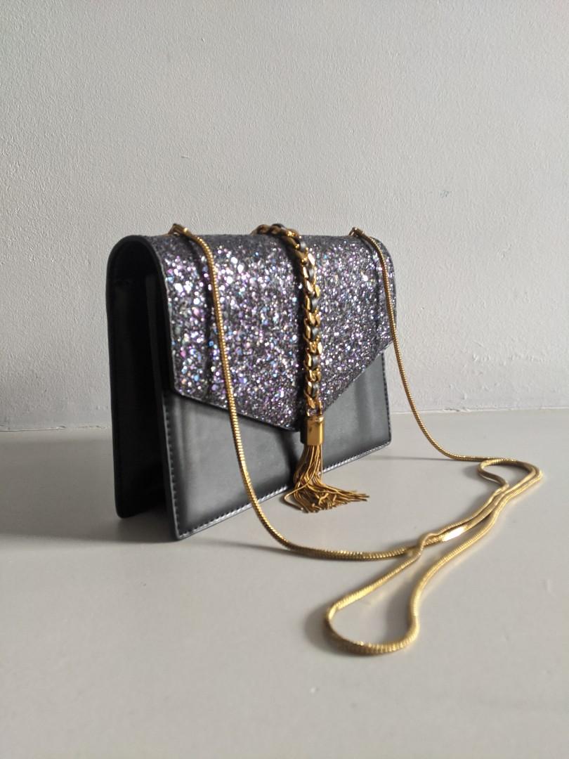 Littledesire Sequins Glitter Crossbody Sling Chain Bag - 8 Inch