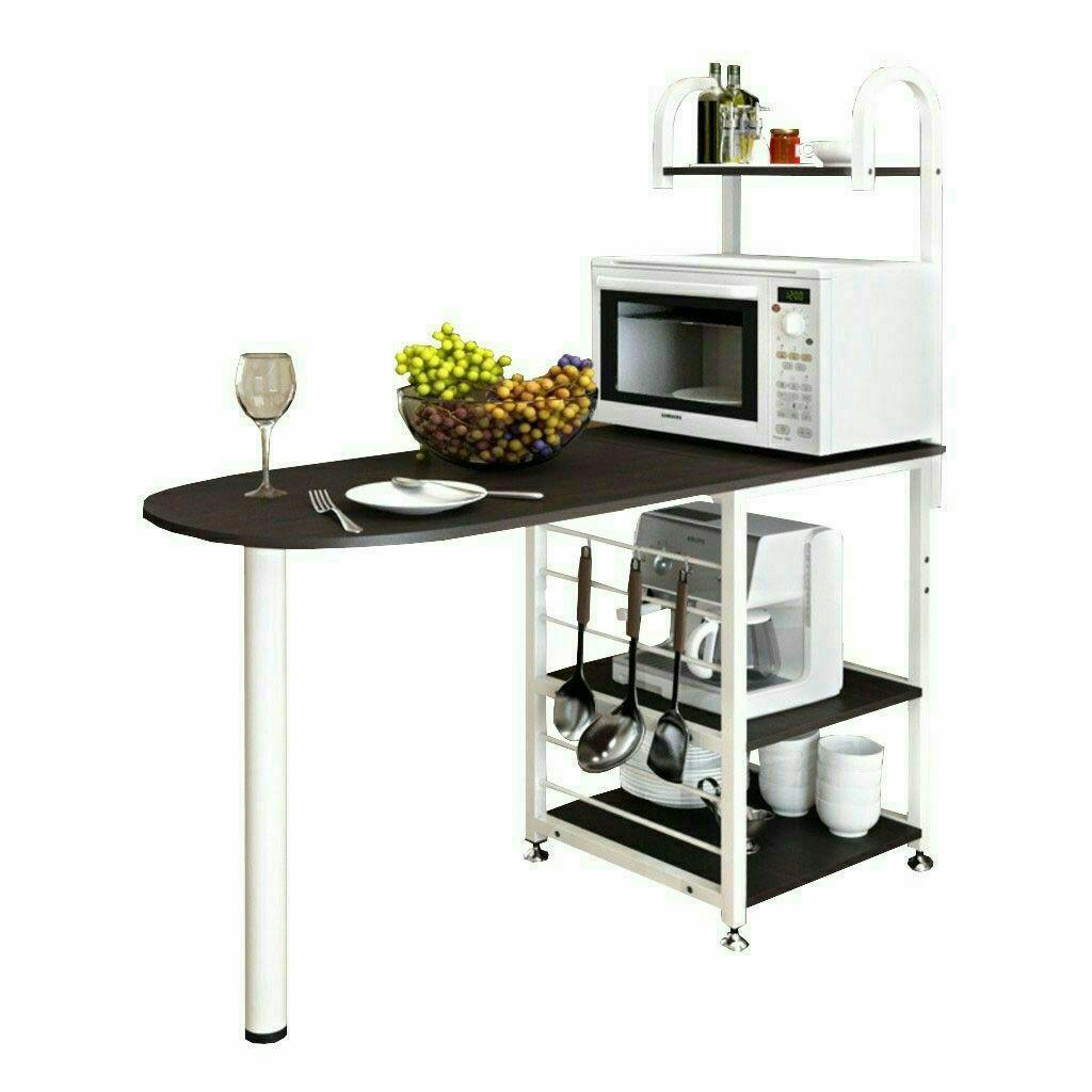 Dining Table with Attached Multipurpose Kitchen Shelf, Furniture & Home