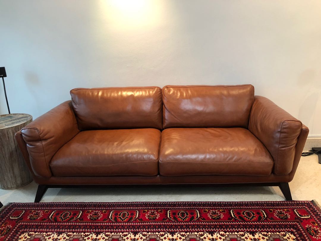 Domicil 3 Seater Leather Sofa, Furniture & Home Living, Furniture ...