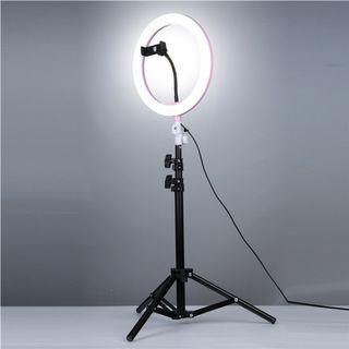 [FREE 1.1M TRIPOD] LED SELFIE RING LIGHT DIMMABLE 26CM RING LIGHT TIK TOK PHONE CLIP BLUETOOTH