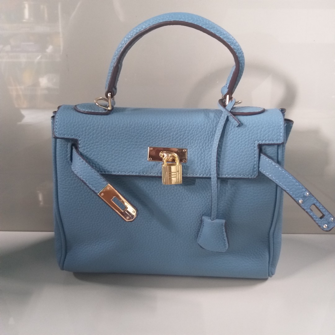 Hermes Kelly 28 Handbag CC75 Blue Jean Togo SHW