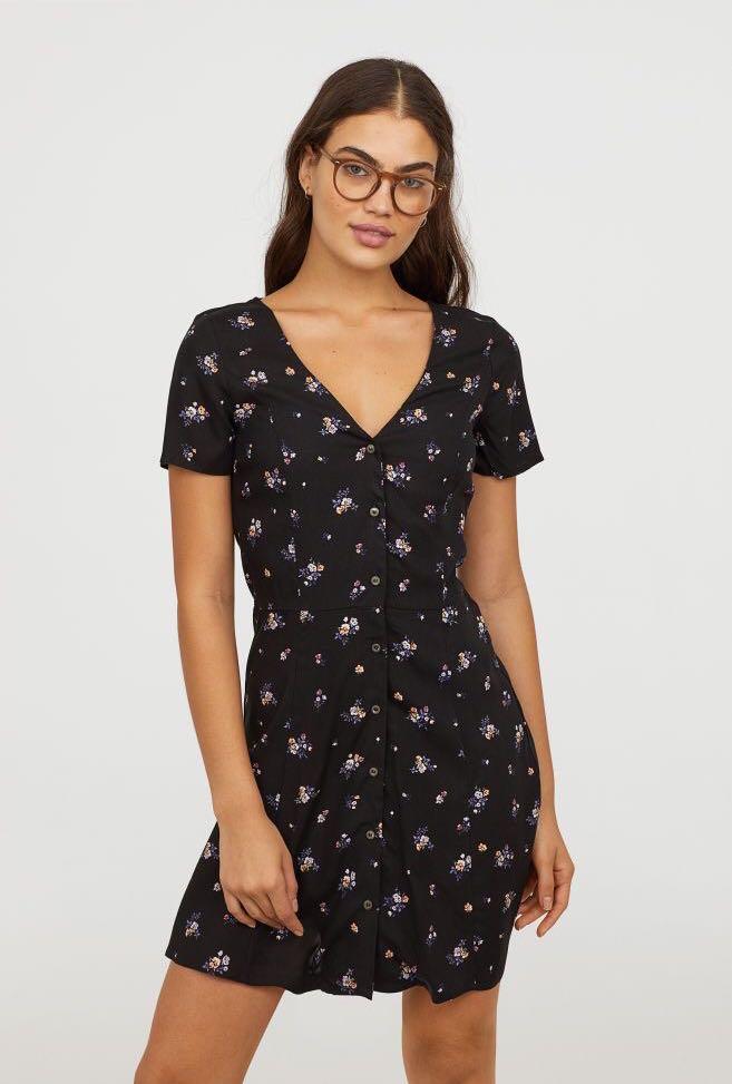 H&m black deals button down dress
