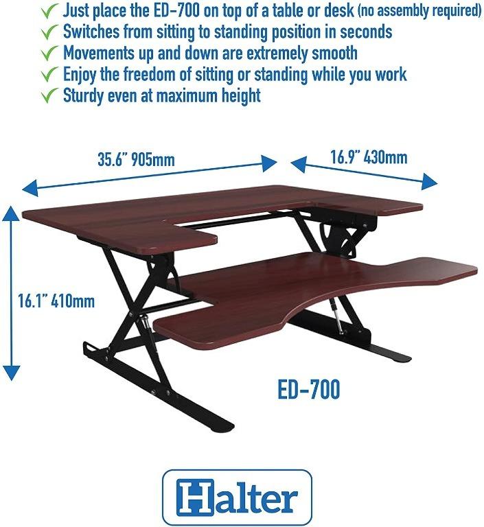 Hot Halter Standing Desk Ed 700 Preassembled Height Adjustable Desk Sit Stand Elevating Tabletop Desktop Black Everything Else On Carousell