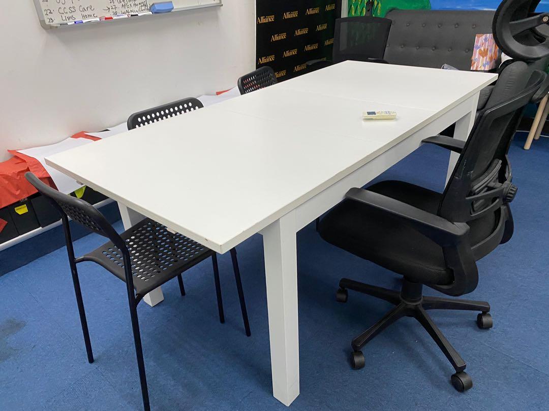 Ikea Dining Table Expandable White Furniture Tables Chairs On Carousell