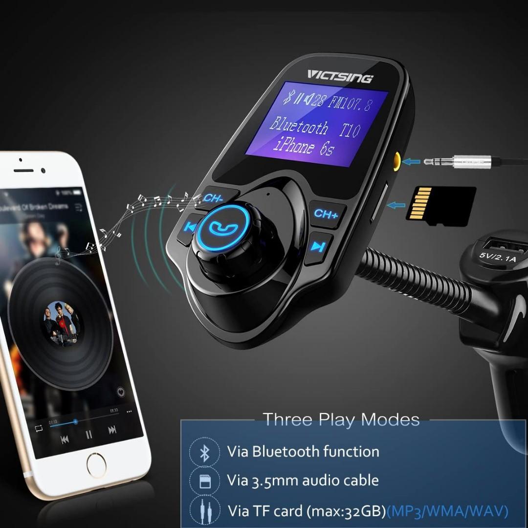 Auto Drive Gooseneck Bluetooth FM Transmitter, Dual USB Charging Ports,  Compatible with Smartphones 
