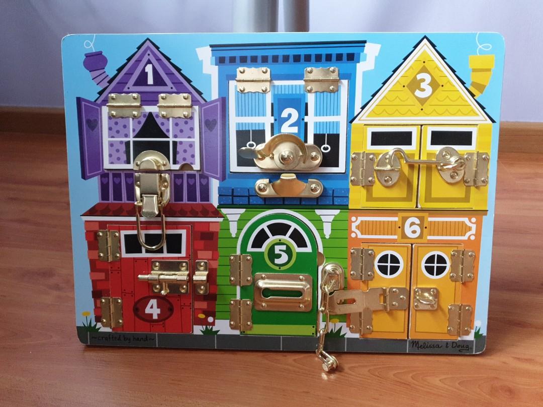 latches wooden activity board