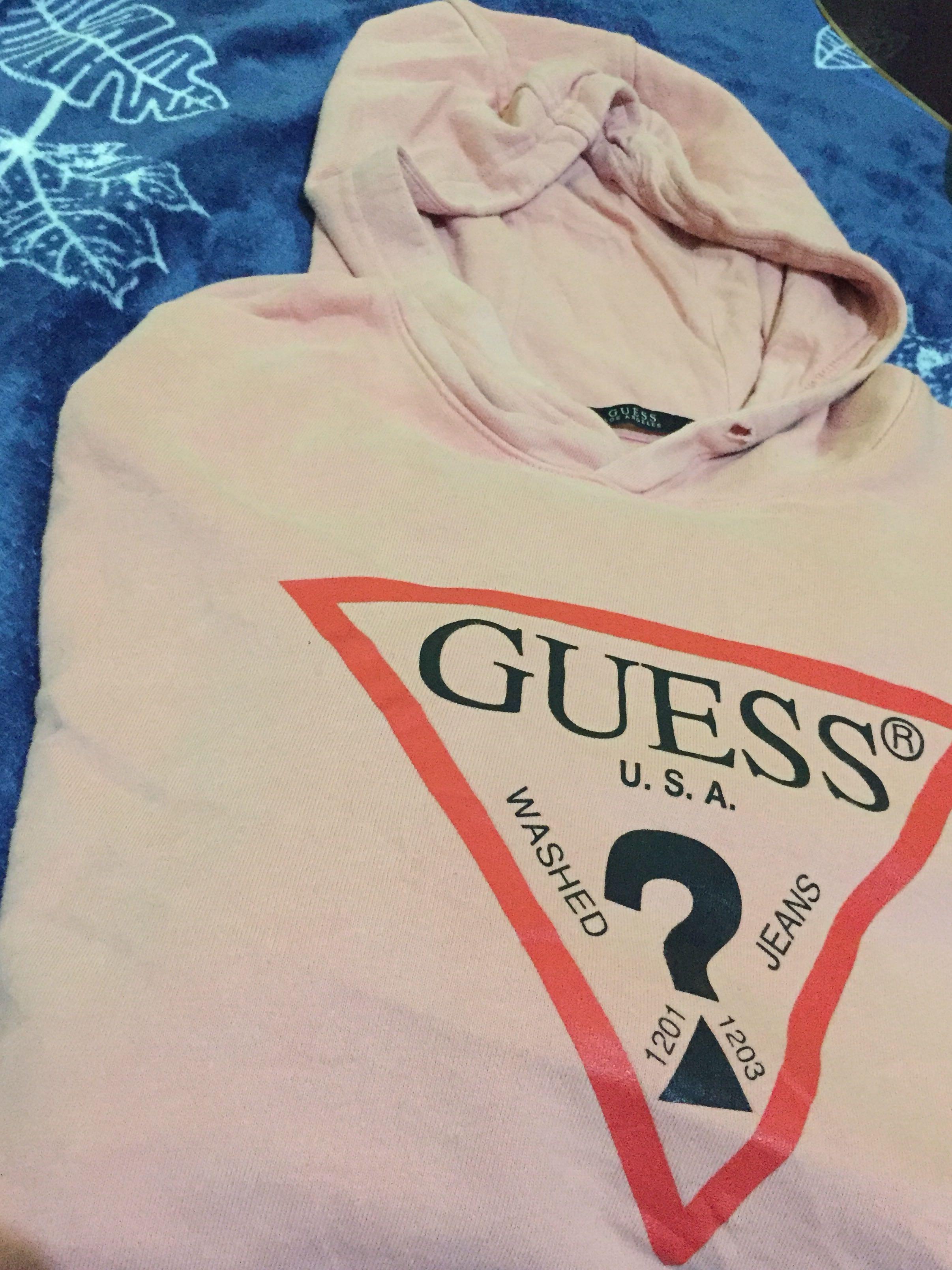 guess hoodie pink