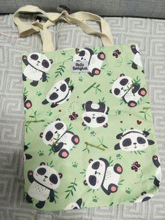 Panda tote bag with button
