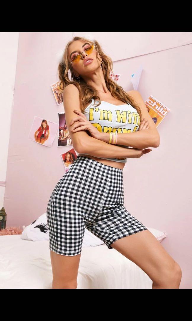 plaid biker shorts