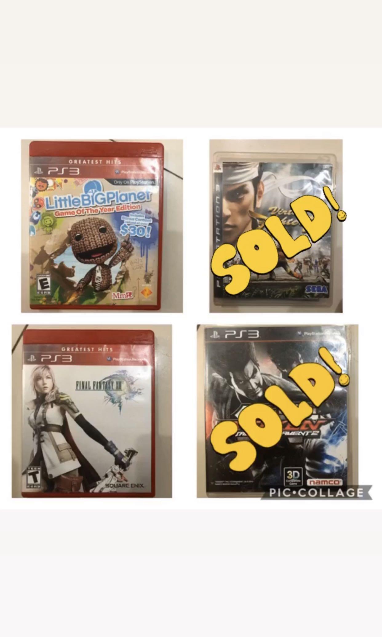 PS3 Games | PlayStation 3 (Category: PlayStation) located in Taguig. Submitted by fraaankkkk (Listing ID 1012970592, Image 1). Description: -Grand Turismo 5 (P300) -Medieval Moves (P300) -Epic Mickey 2 (300) -Tekken 6 (SOLD) -Tekken Tag 2 (SOLD) -Ultimate Ninja Storm Generations (P300) -Virtua Fighter 5 (SOLD) -Final Fantasy 8 (P300) -Little Big Planet (P300) -Lost Planet (P300) -Sorcery (P300) -PlayStation All-Stars Battle Royal (P300) -Sports C