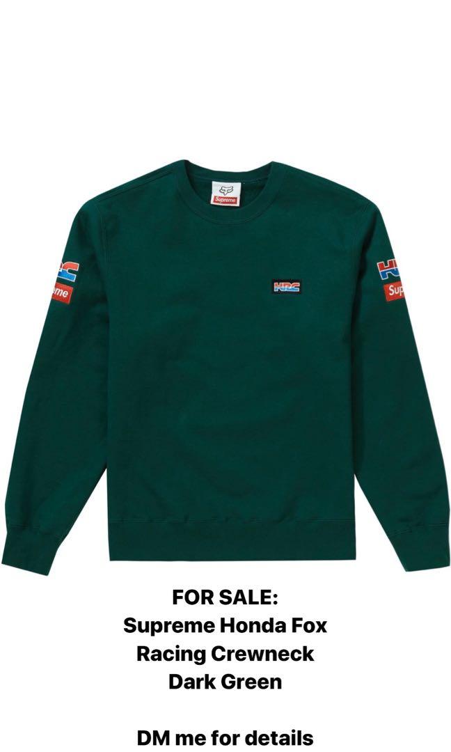 supreme honda fox racing crewneck dark green