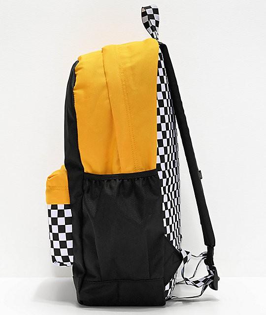 vans sporty realm yellow checkerboard backpack