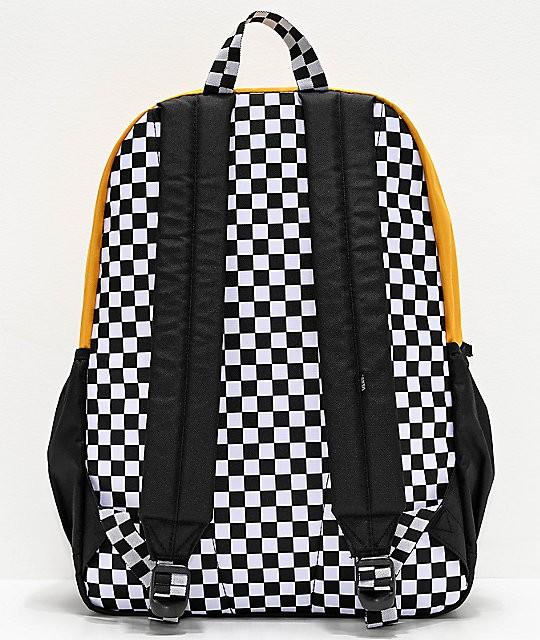 vans sporty realm black checkerboard backpack