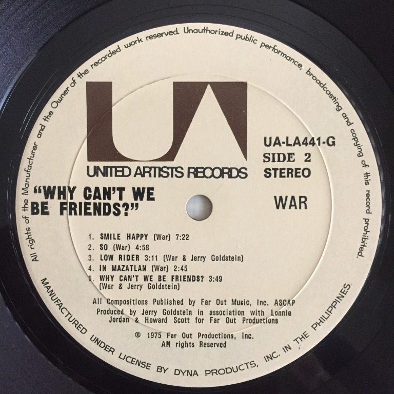 War | Why Can't We Be Friends PHL UA-LA441-G (Latin Funk LP/Plaka/Vinyl Record)