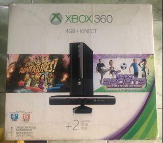 XBOX 360 with Kinect, Controller and 25 Original Games