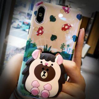 💥 iPhone XS Max - Blue Ray LINE - Brown case (Mushroom)💥