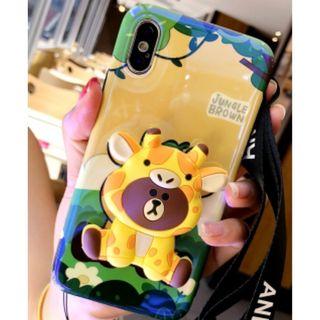 💥 iPhone XS Max - LINE - Brown Giraffe Blue Ray case💥