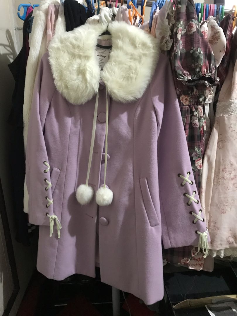 Ank Rouge Fake Fur Spindle Coat (Purple), Women's Fashion, Coats ...