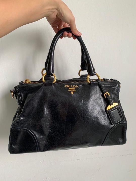 AUTHENTIC PRADA Vitello Shine 2 way Bag Receipt