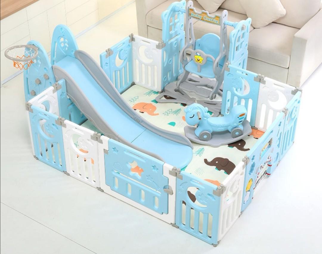 BN Baby fence with swing, slide and rocking horse, Babies & Kids ...