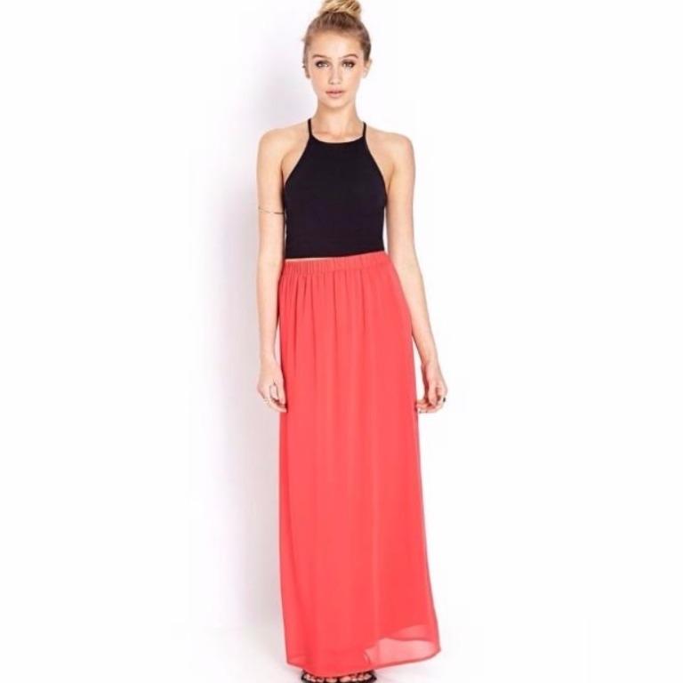 Chiffon coral clearance maxi skirt