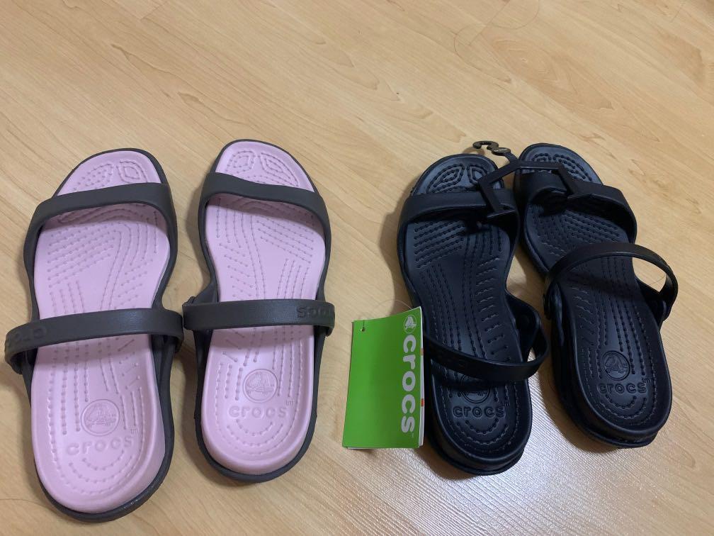 Brand new crocs sandals pink \u0026 black 