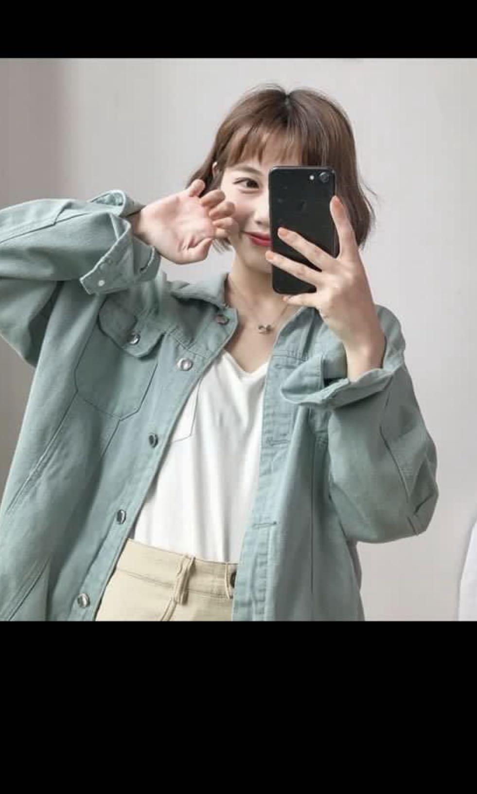 Mint green jean clearance jacket
