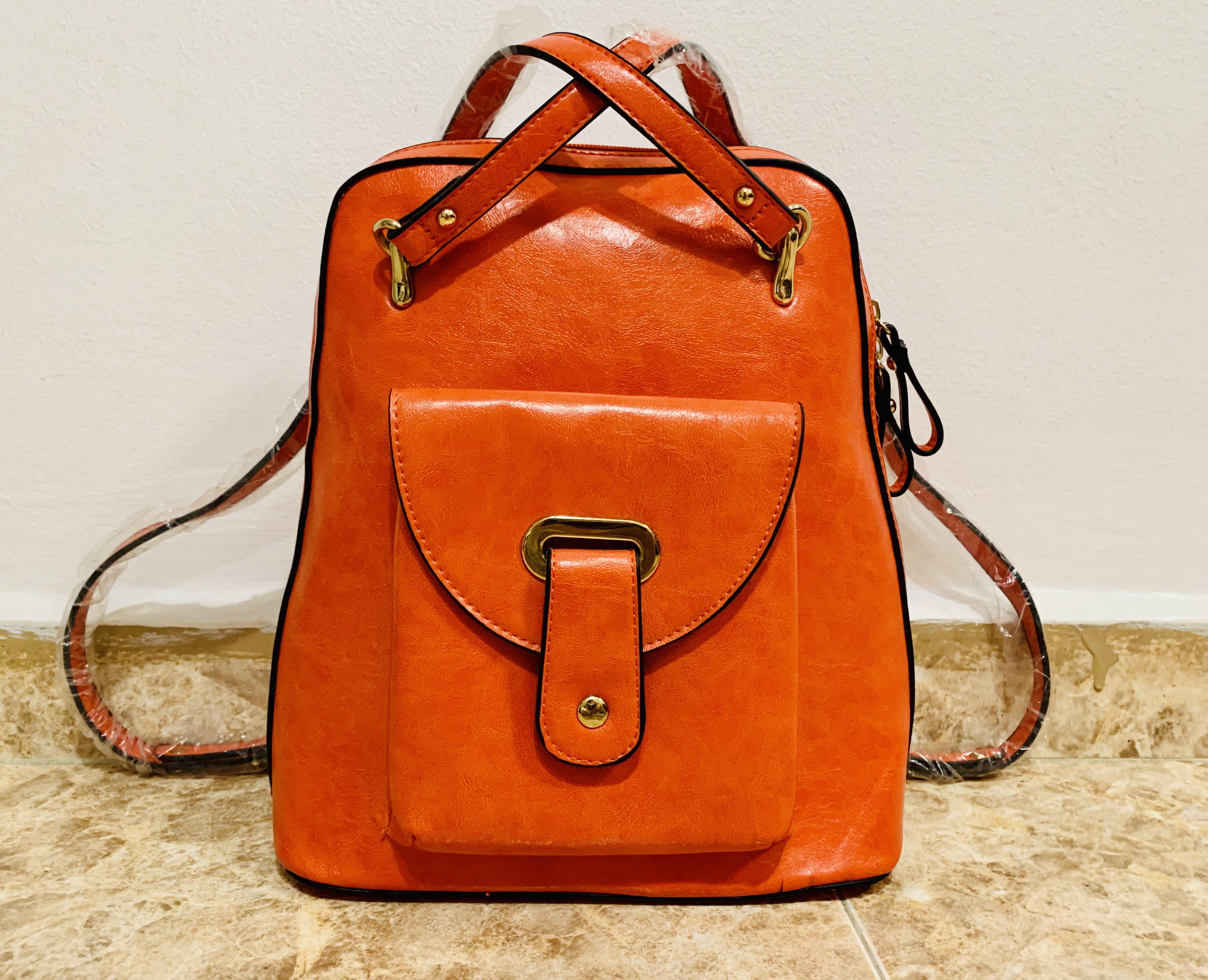 bright orange backpack