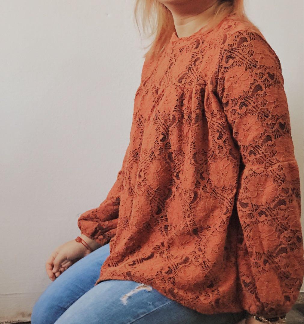 burnt orange peplum top