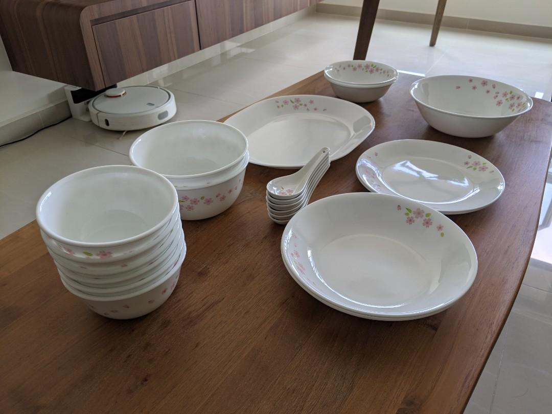 Corelle 22piece Sakura Set, Furniture & Home Living, Kitchenware