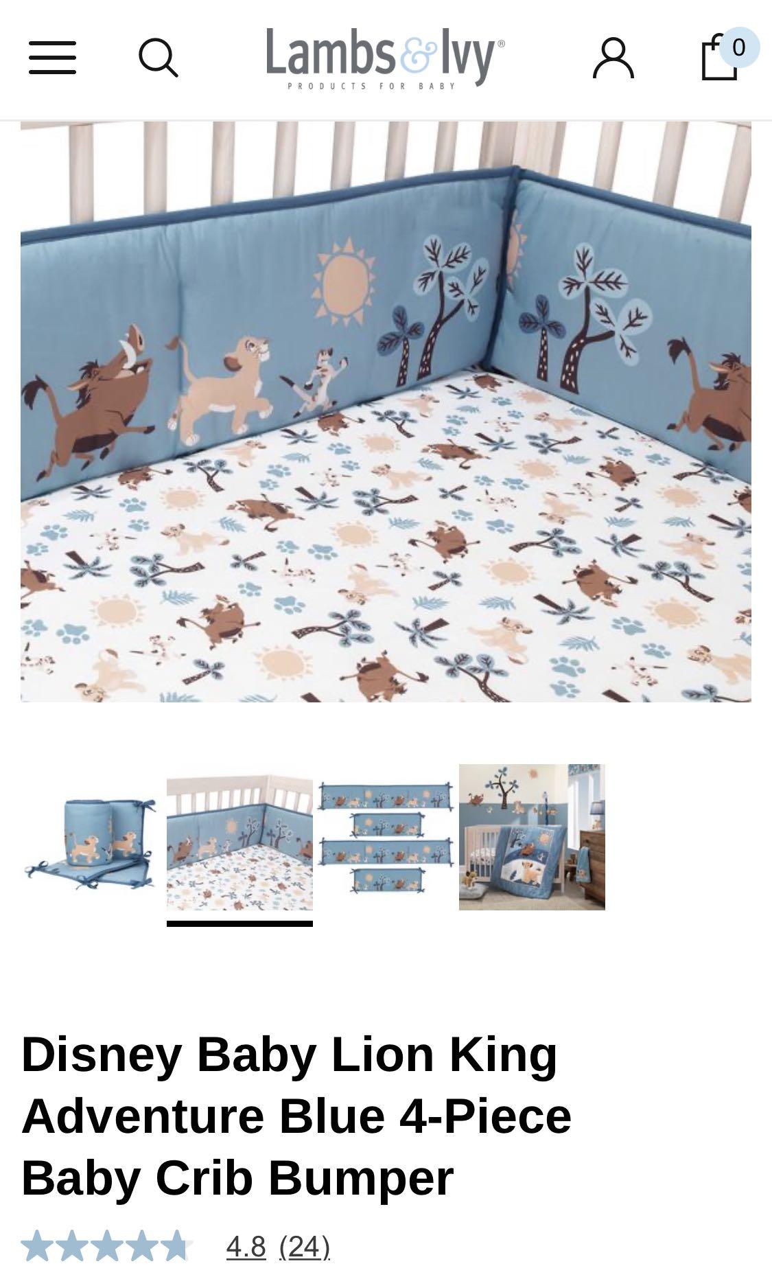 Cot bumper by lambs & ivy , lion king, Babies & Kids, Baby Nursery
