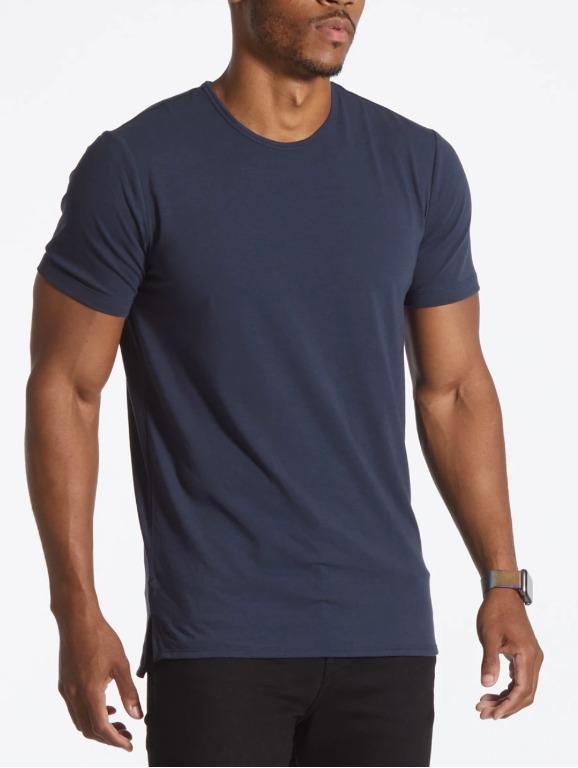 CUTS Blue Night Crew Split-Hem T-Shirt, Men's Fashion, Tops & Sets