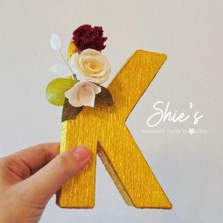Decorative Letter Standee with handmade paper flowers