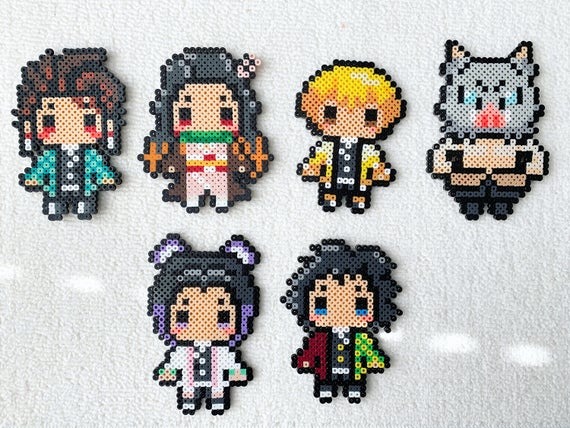 Demon Slayer Kimetsu No Yaiba Perler Beads Keychain Handphone Strap Design Craft Handmade Goods Accessories On Carousell Perler hama beads 2,6 mm 10 gramas aprox 1000 unidades. demon slayer kimetsu no yaiba perler beads keychain handphone strap