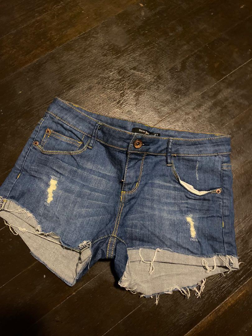 distressed denim short shorts