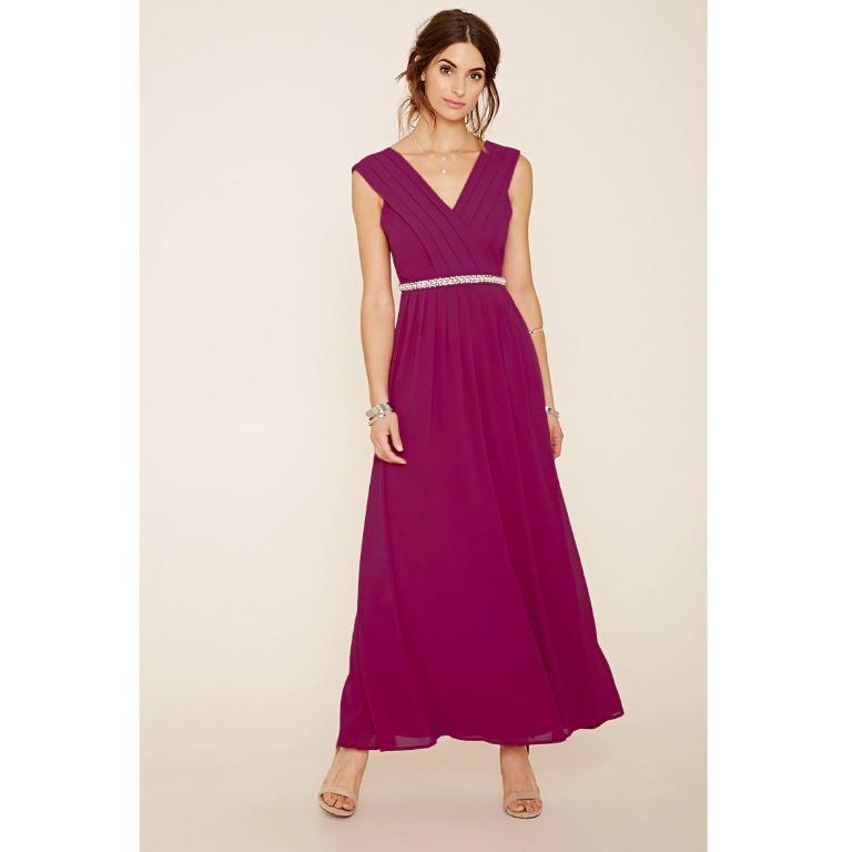 Forever21 Bejeweled Waist Maxi Dress in Magenta for prom prewedding wedding DNDs