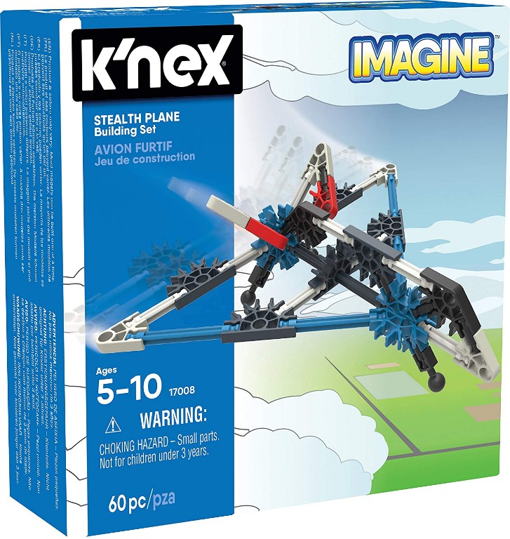 (HOT) K'NEX Stealth Plane Building Set 60 Pieces For Ages 5