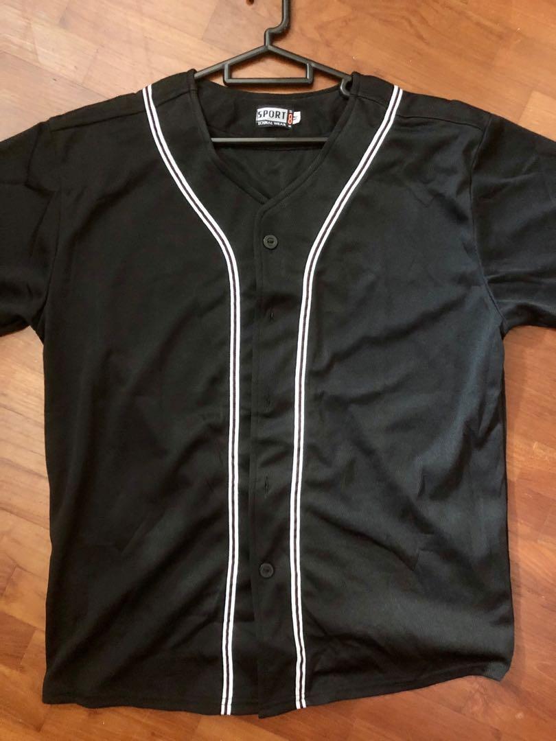 INSTOCK plain black baseball jersey Men s Fashion Tops Sets