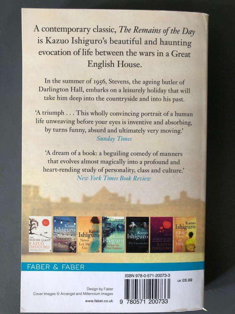 Kazuo Ishiguro The Remains Of The Day Books Stationery Fiction On Carousell