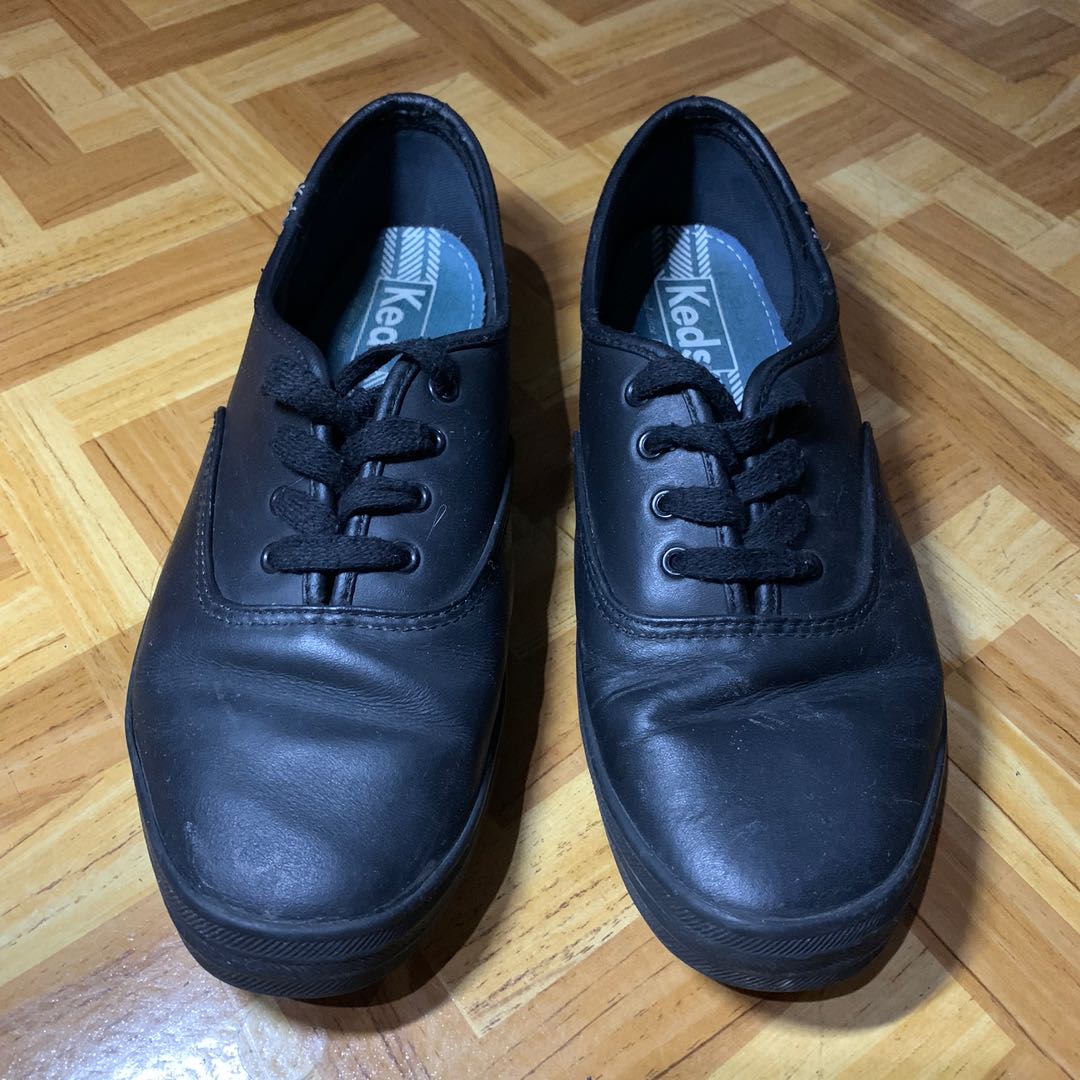 black leather keds