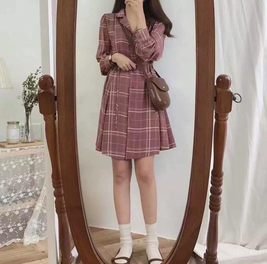 Korean pink dress sales